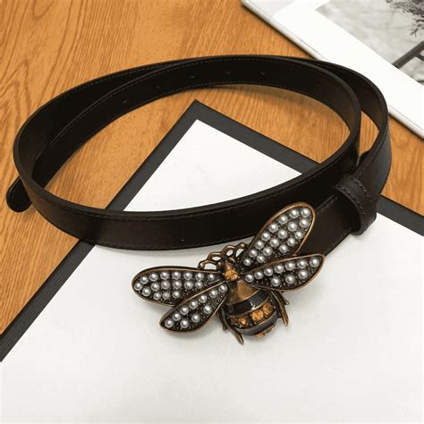 gucci embroidered bee belt|Gucci bee belt men's.